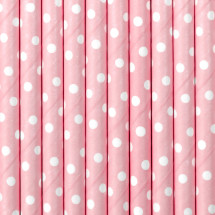 10 pajitas rosas pastel con lunares blancos de papel - Gold ...