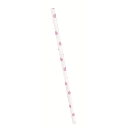 10 pajitas de topos rosa claro y blanco