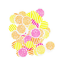 100 Confetis de papel limón, naranja y frambuesa 2,5 cm