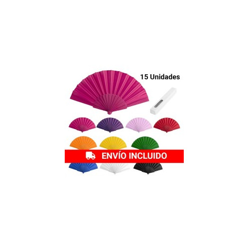 15 Abanicos de colores pl&aacute;stico