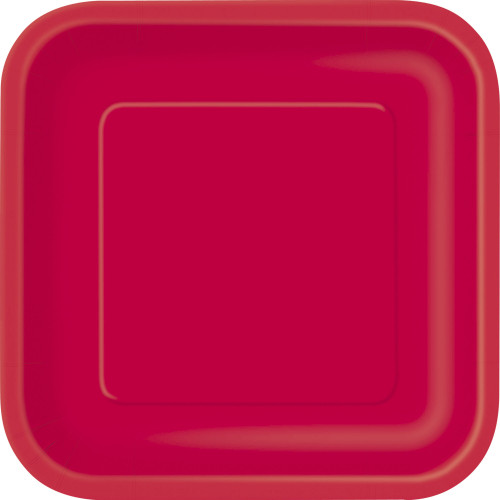 16 platos peque&ntilde;os cuadrados rojos (18 cm) - L&iacute;nea Colores B&aacute;sicos