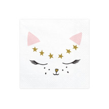 20 servilletas blancas con estampado de gato de papel (33x33...