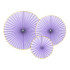 3 abanicos de papel decorativos lilas con borde dorado - Yummy