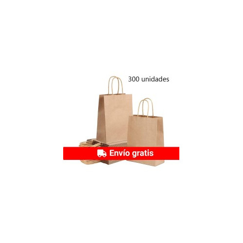 300 Bolsas de papel kraft de 24 x 32 x 11 cm