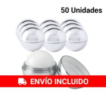 50 Bálsamo Labial Redondo Plateado