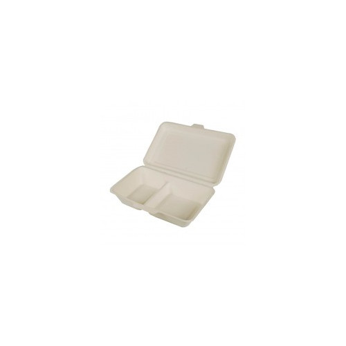 500 Envases para comida de ca&ntilde;a de az&uacute;car con 2 compartimentos 6,5 cm x 24 cm x 15,5 cm