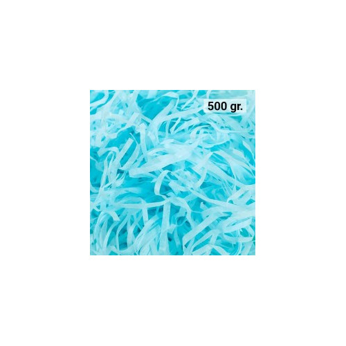 500 gr. de papel AZUL kraft en virutas, relleno para decoraci&oacute;n y embalaje AZUL