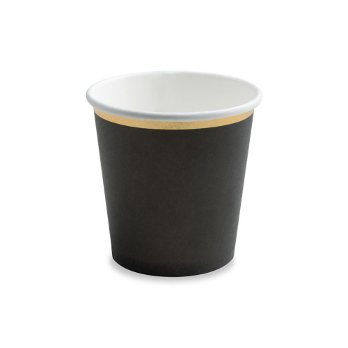 6 vasos negros con borde dorado de papel - New Year&rsquo;s Eve Collection