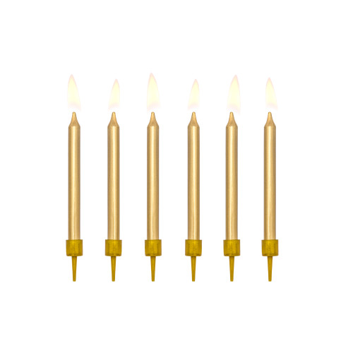 6 velas de cumplea&ntilde;os doradas (6 cm)