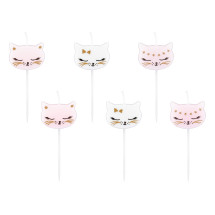 6 velas de cumpleaños con formas de gato variadas (2 cm) - M...