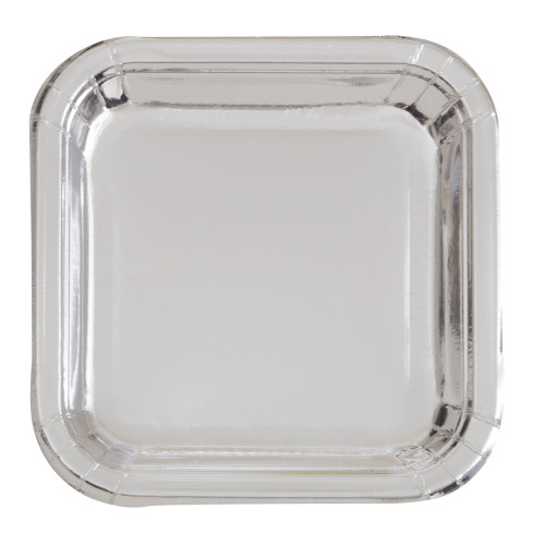 8 platos peque&ntilde;os cuadradros plateados (18 cm) - L&iacute;nea Colores B&aacute;sicos