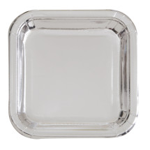 8 platos pequeños cuadradros plateados (18 cm) - Línea Color...
