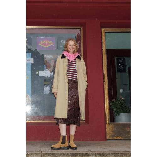 Abrigo largo cuello de pana