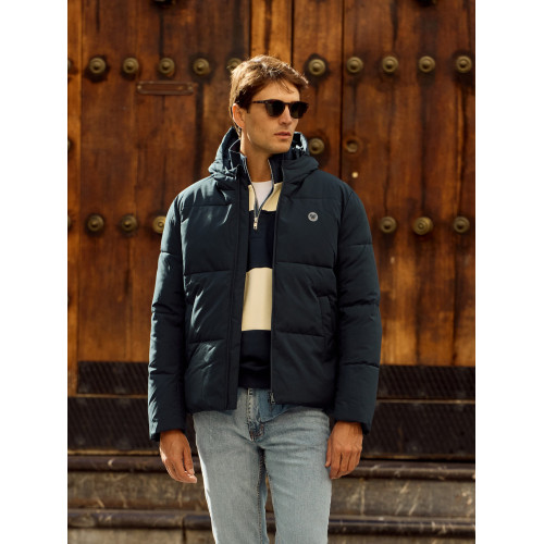 Abrigo tecnico capucha warm marino