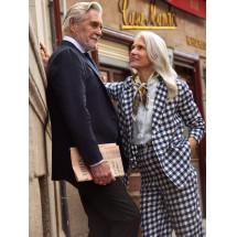 Americana cruzada vichy marino