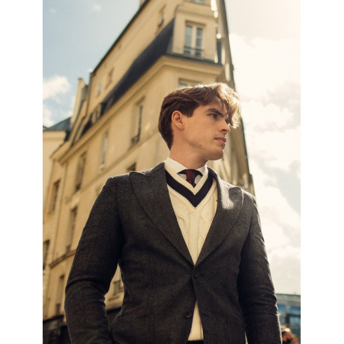 Americana Unique principe de gales gris perfil burdeos