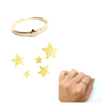 Anillo básico oro estrella de plata de ley con baño de oro d...