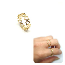 Anillo multiestrellas de plata de ley con baño de oro de 14 ...
