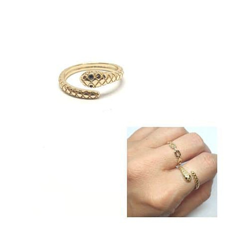 Anillo serpiente de plata de ley con ba&ntilde;o de oro de 14 quilates