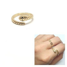 Anillo serpiente de plata de ley con baño de oro de 14 quila...