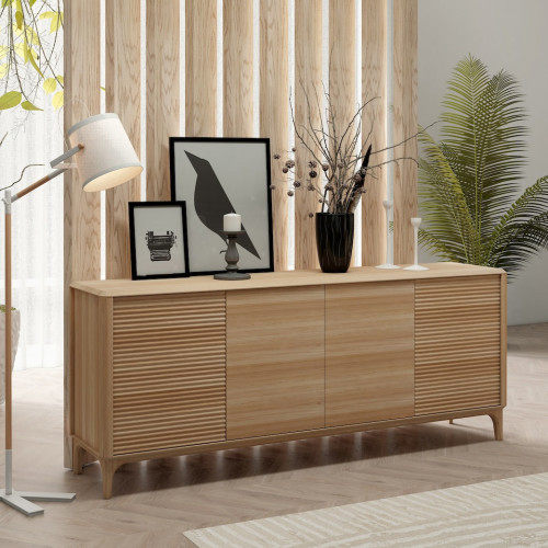 Aparador Comoda de madera maciza roble Oxford 4, 200x45x81 cm. | NordicStory