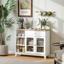 Aparador Nuvem Homcom 2 puertas con cajón y 2 estantes blanc...