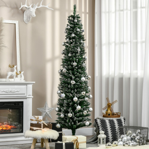 &Aacute;rbol de Navidad Homcom 570 ramas efecto nieve verde &Oslash;50x190 cm
