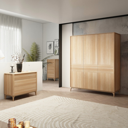 Armario para ropa de madera maciza roble Oxford 4, 175.4x60x210 cm.