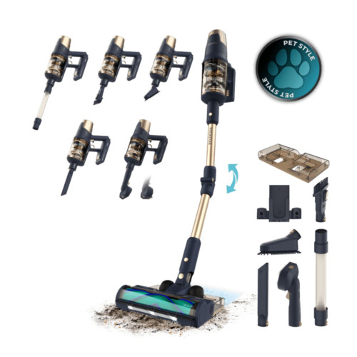 Aspirador de escoba Cecotec Conga Rockstar RX70 Aquapet Flex Genesis 780W + kit de accesorios negro/dorado