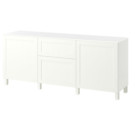 BEST&Aring; Almacenaje con cajones - blanco/Pipmakare blanco 180x42x75 cm