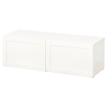BESTÅ Estantería con puertas - blanco/Hanviken blanco 120x42...