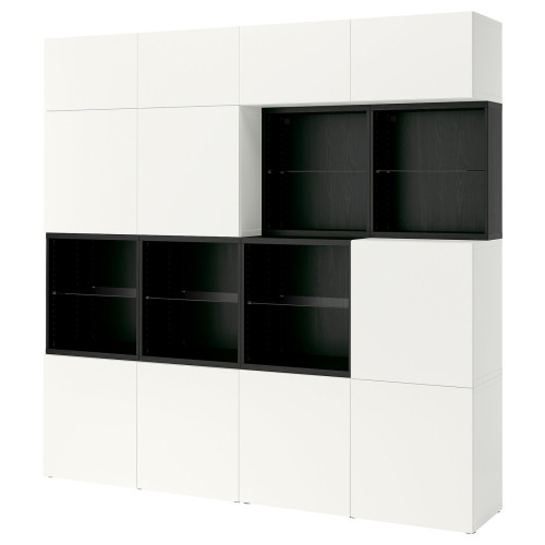 BEST&Aring; Mueble sal&oacute;n - negro-marr&oacute;n/Lappviken blanco 240x42x231 cm