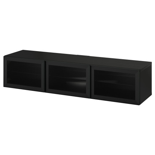 BEST&Aring; Mueble TV con puertas - negro-marr&oacute;n/F&auml;llsvik antracita 180x42x38 cm