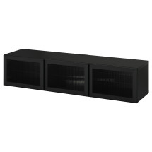 BESTÅ Mueble TV con puertas - negro-marrón/Fällsvik antracit...