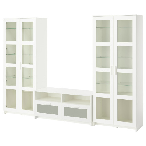 BRIMNES Mueble TV puertas vidrio - blanco 280x41x190 cm
