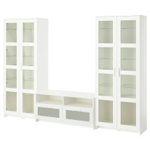 BRIMNES Mueble TV puertas vidrio - blanco 280x41x190 cm
