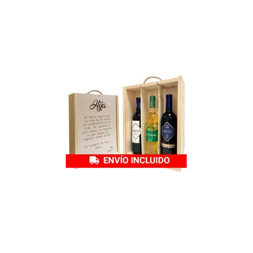 Caja con 3 botellas de vino personalizada Hijo