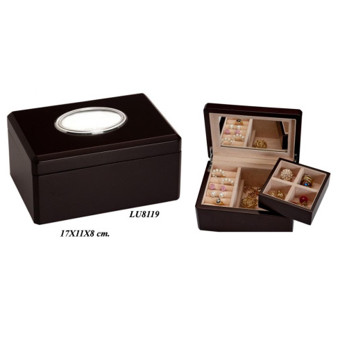 Caja joyero relojero madera y plata bilaminada LU8119