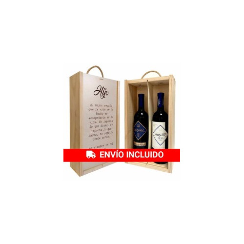Caja personalizada con 2 botellas de vino para hijos