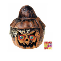 Calabaza espanta p&aacute;jaros con ojos de color