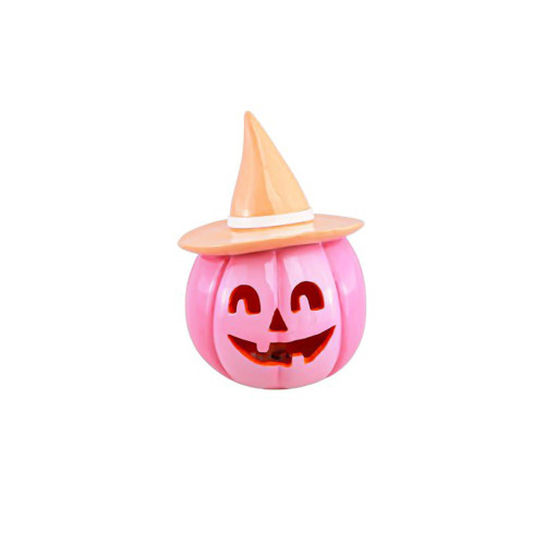 Calabaza de resina rosa con sombrero naranja pastel 17 cm