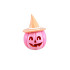Calabaza de resina rosa con sombrero naranja pastel 17 cm