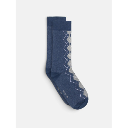 Calcetin rombos azul y gris