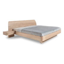 Cama de madera maciza de roble con mesillas adosadas ALINA |...