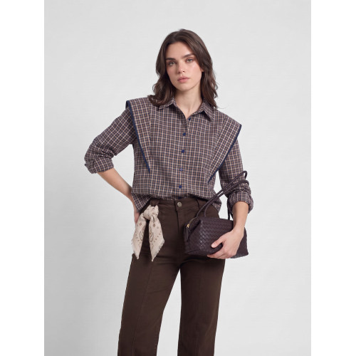 Camisa estructurada cuadros azules y marrones