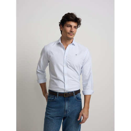 Camisa sport classic rayas celestes