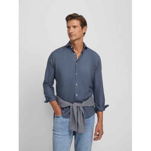 Camisa sport estructura espiga azul indigo