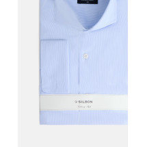 Camisa vestir mini rayas celeste puño doble