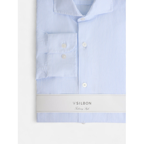 Camisa vestir raya media celeste