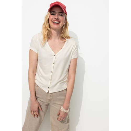 Camiseta canal&eacute; cuello pico